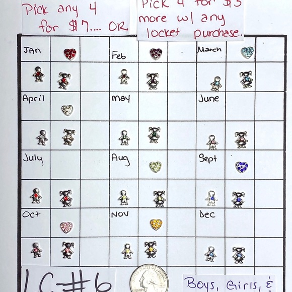 LC-#6 (4X)  Birthstone floating locket charms - Picture 4 of 14